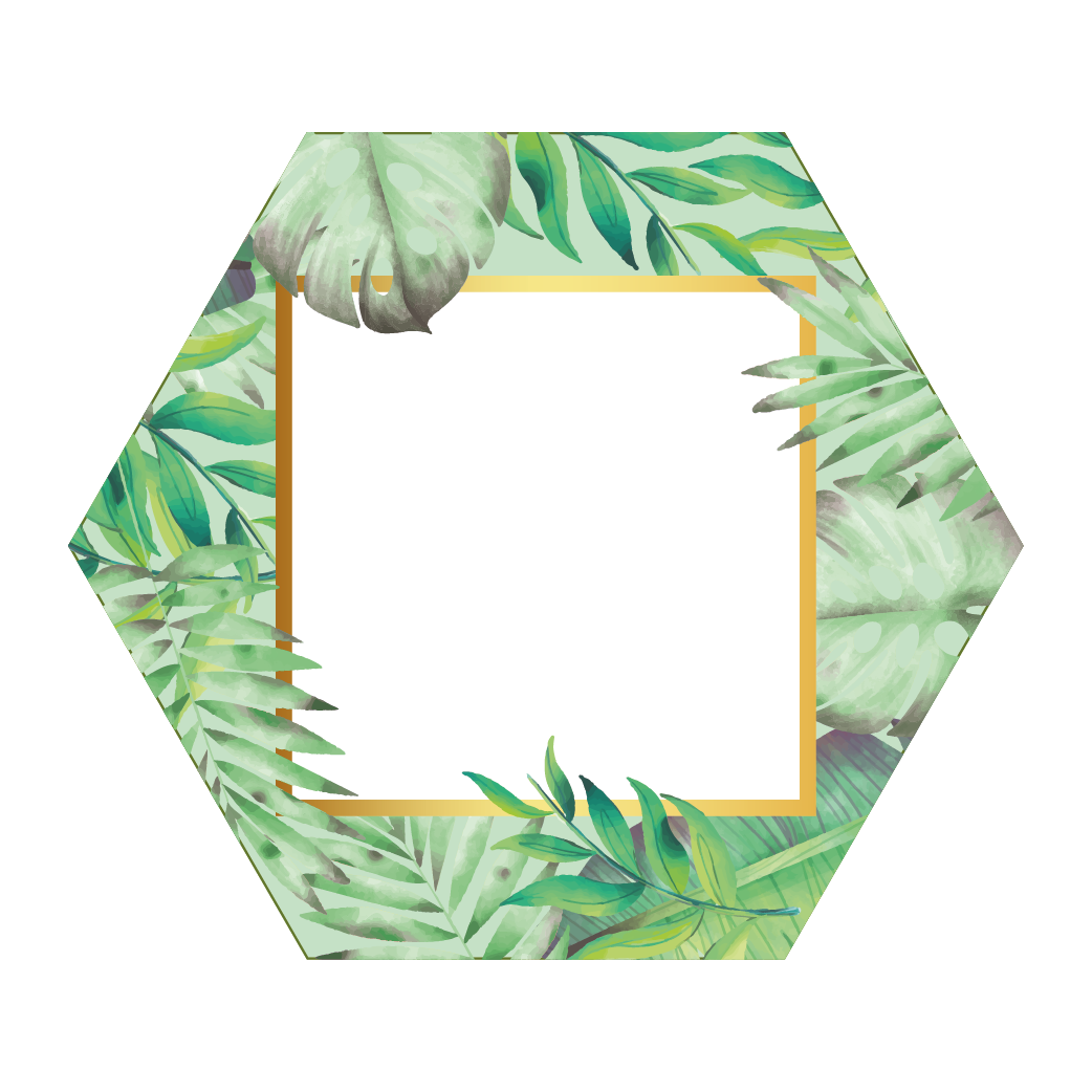 Hexagon Fullcolour Palm Fotolijst Donker Groen